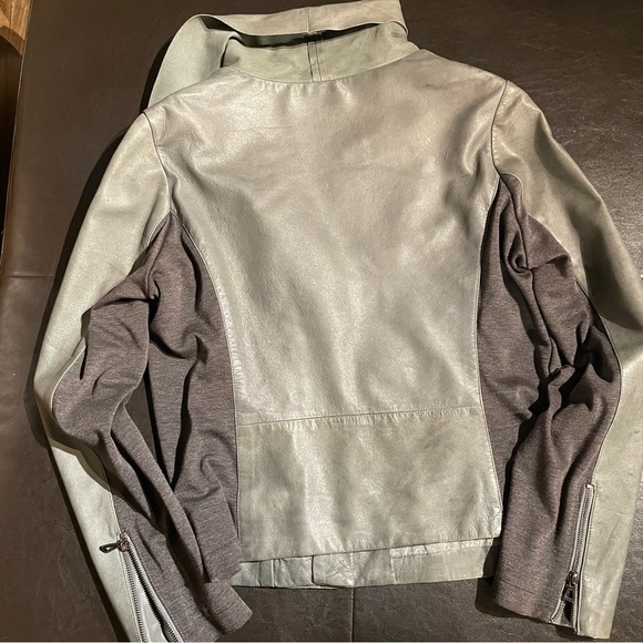 Women Genuine Leather Gray Moto Jacket size XL - Picture 6 of 13